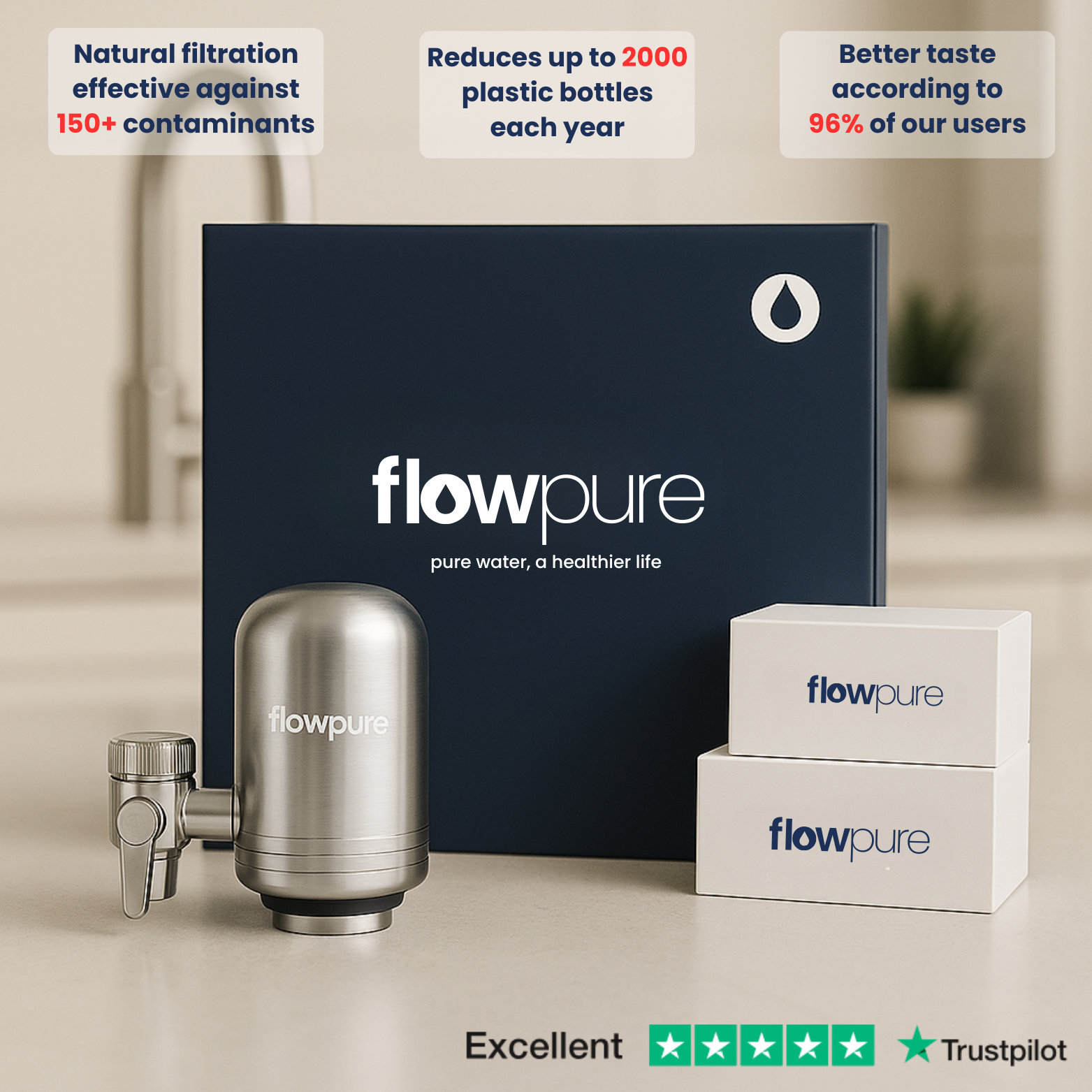 FlowPure® Stainless Steel Tap Filter